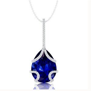 Fifth Avenue Sapphire Blue  and Crystal Pave Necklace New